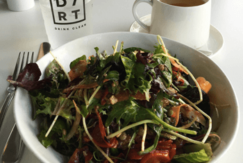 Vegan lunch with coffee at DIRT, South Beach